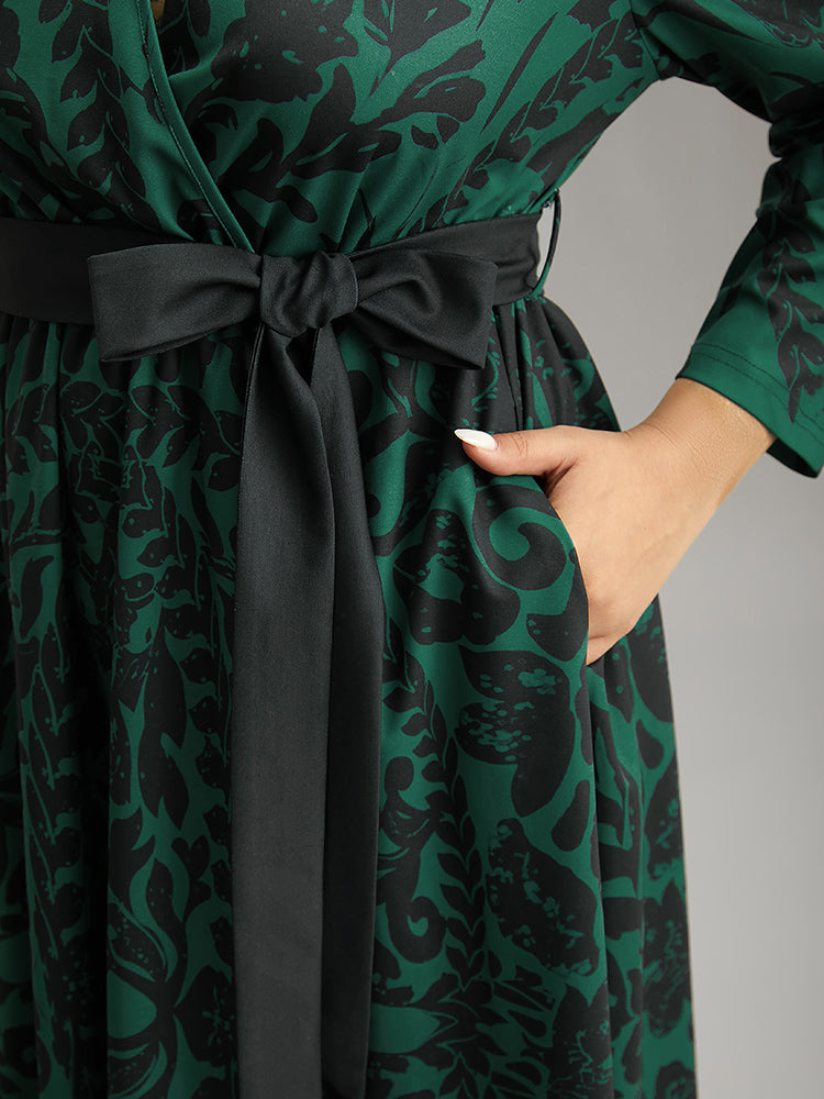 Silhouette Floral Print Belted Wrap Dress