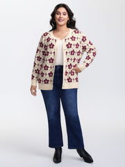 Floral Jacquard Button Knit Cardigan