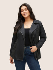 Texture Patchwork Rib Knit Zipper Jacket