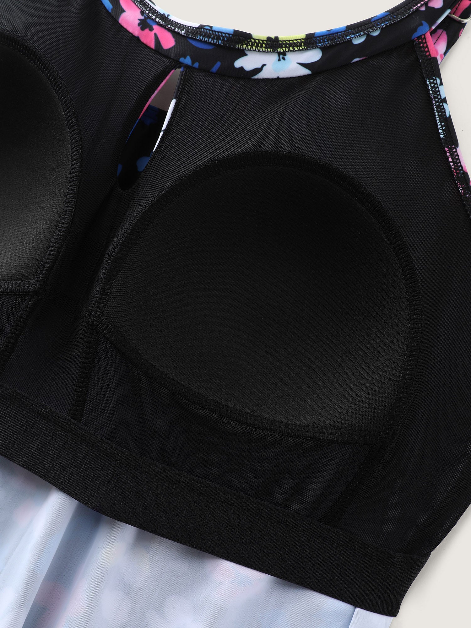 Floral Print Keyhole Pockets Swim Romper