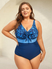 Floral Front-Knot One-Piece Swimsuit