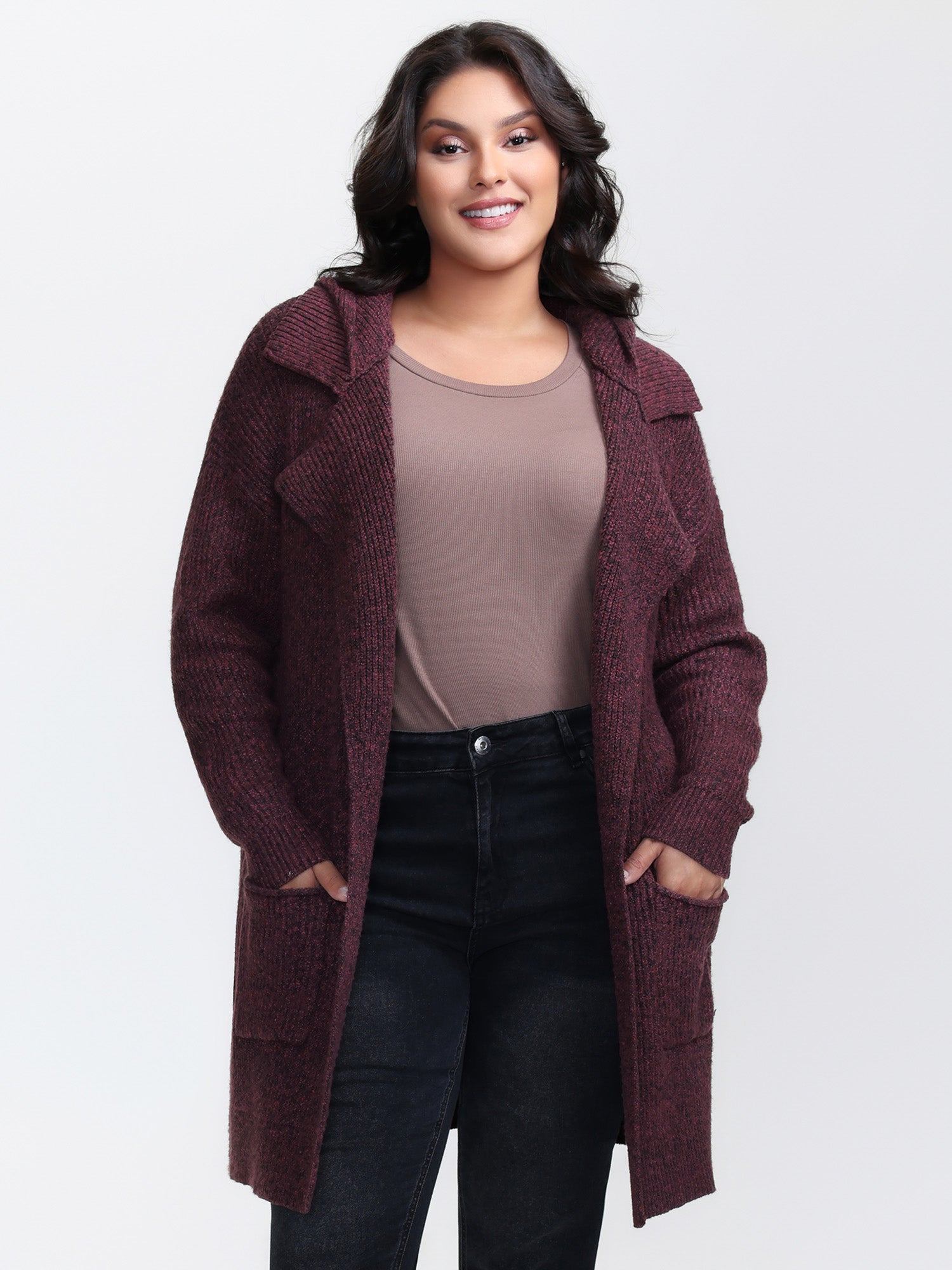 Heather Hooded Pockets Knit Cardigan