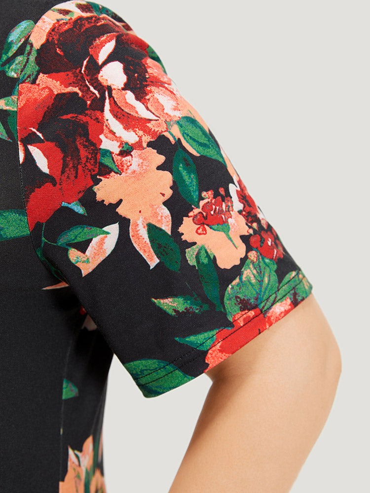 Floral Print Pocket Midi Dress