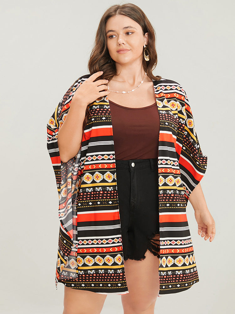 Bandana Dolman Sleeve Open Front Cover Up