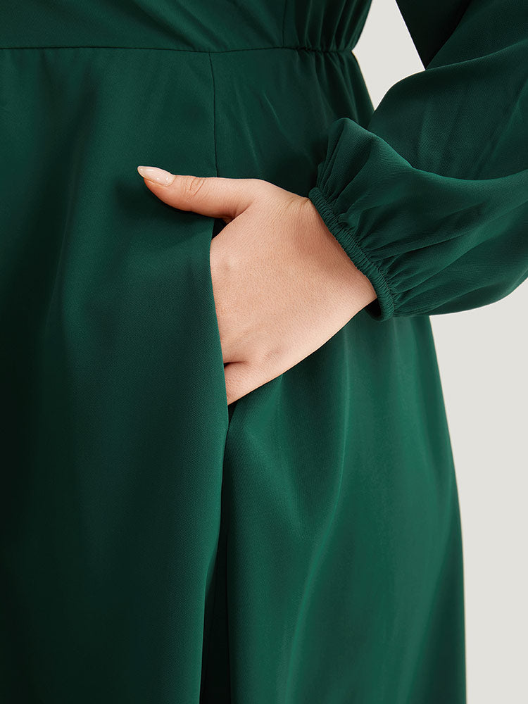 Anti-Wrinkle Frill Trim Elastic Cuffs Dress