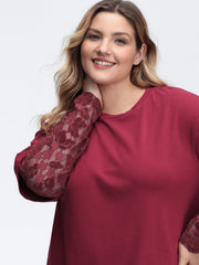 2-In-1 Layered Sheer Lace Sleeve T-Shirt