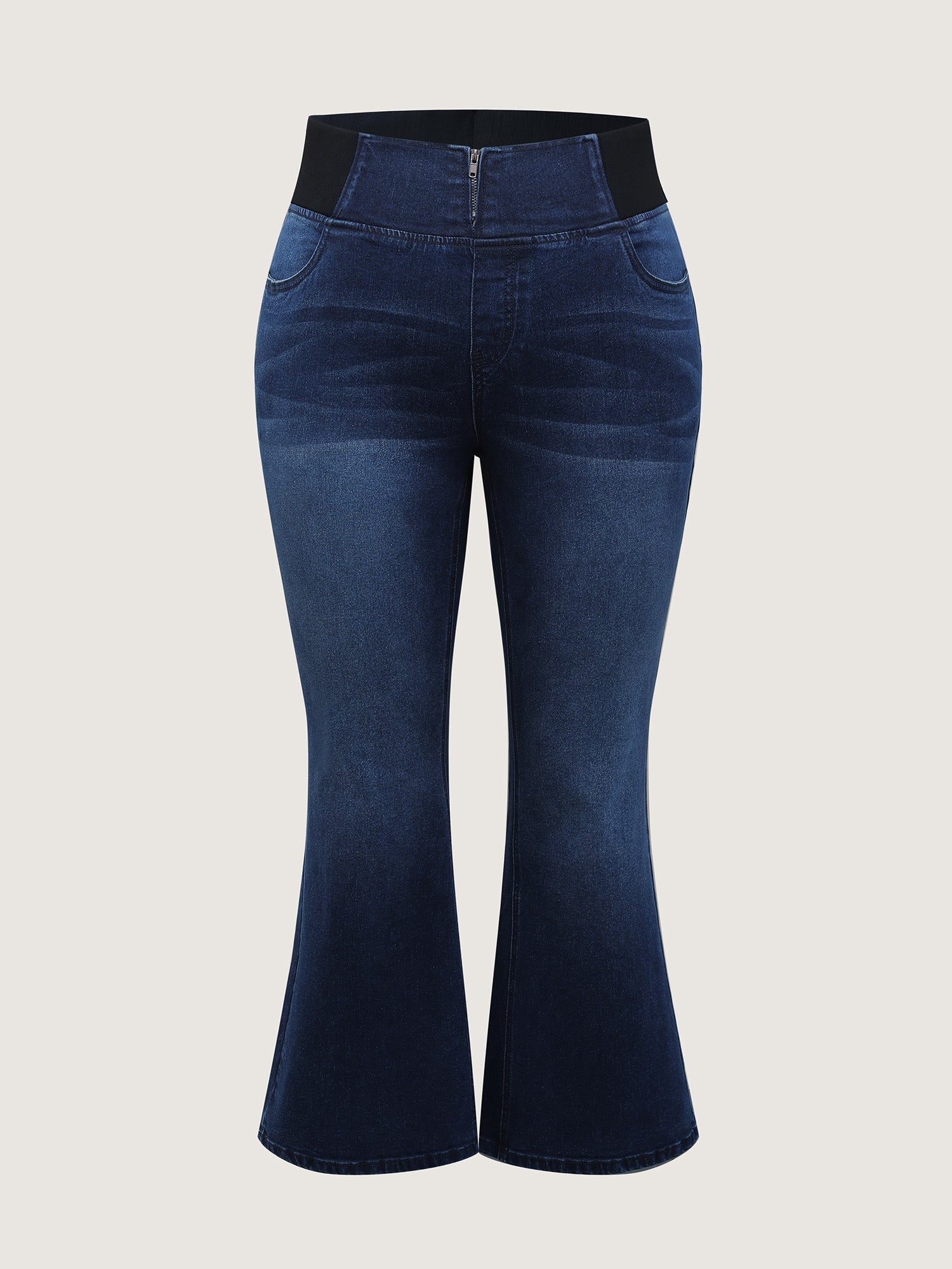 Stretchy Waist Flared Hem Jeans