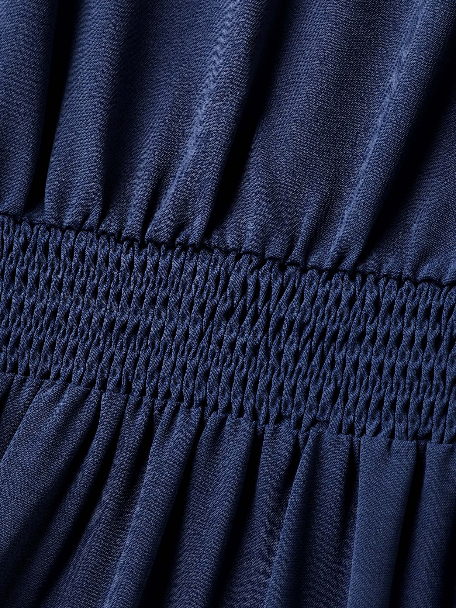 Floral Pattern Stretchy Waist Notched Maxi Dress