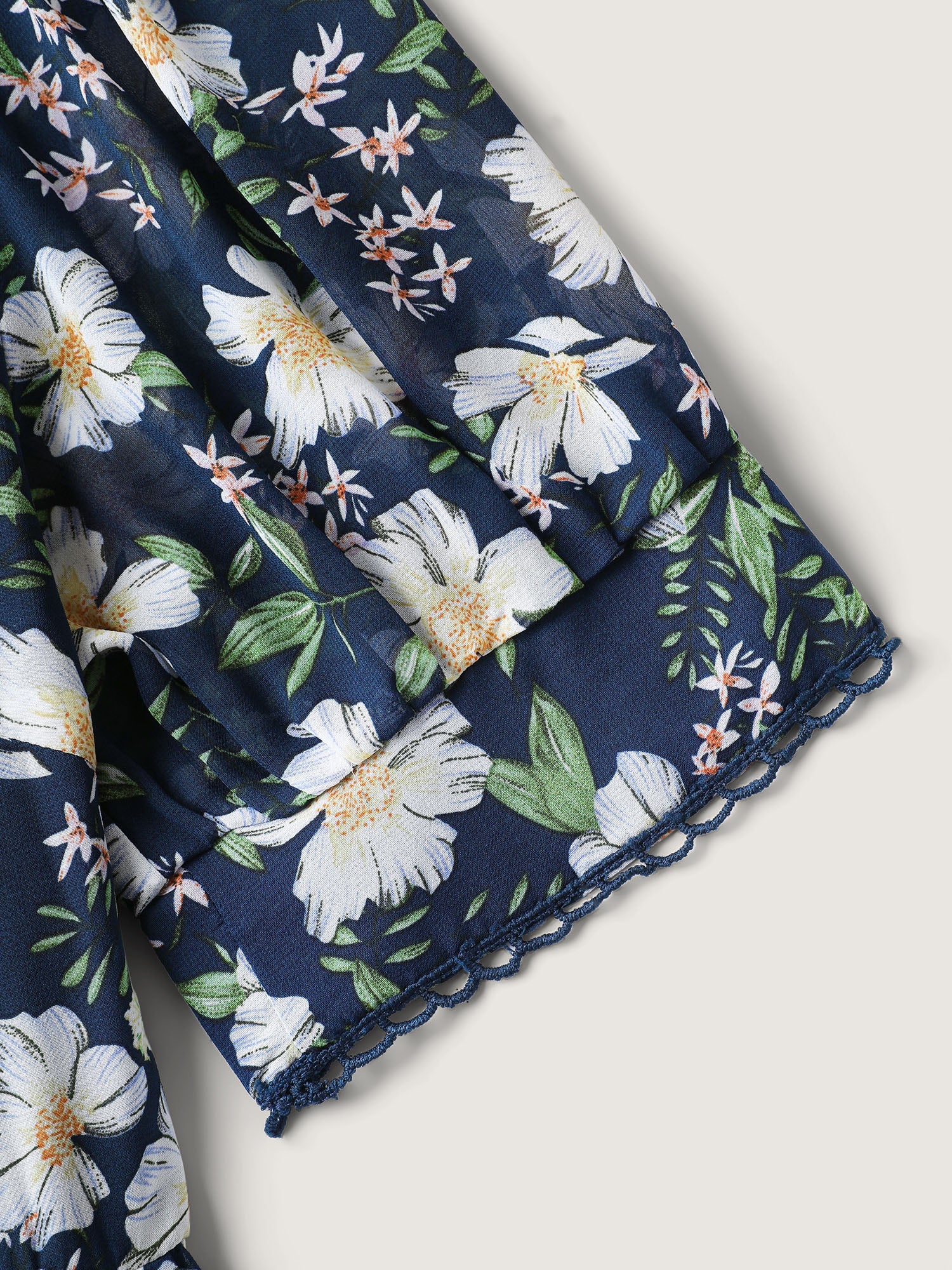 Floral Print Stretchy Waist Lace Midi Dress