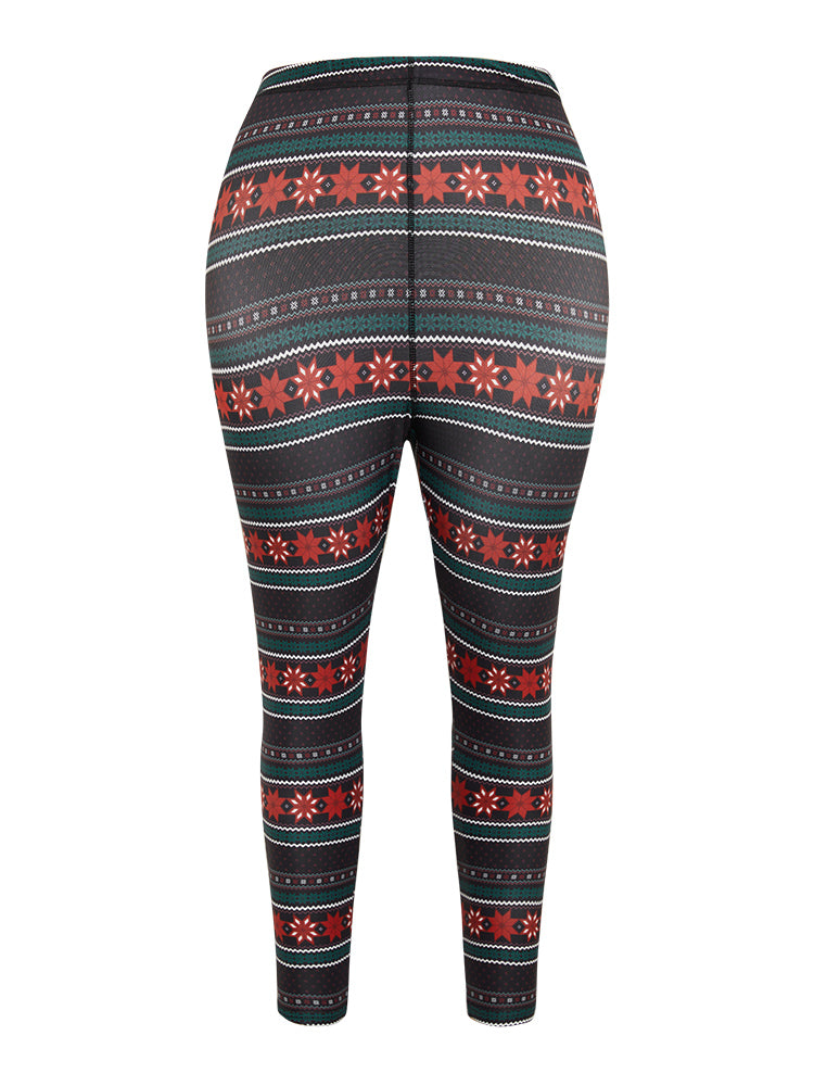 Snowflake Striped Very Stretchy Ankle Leggings