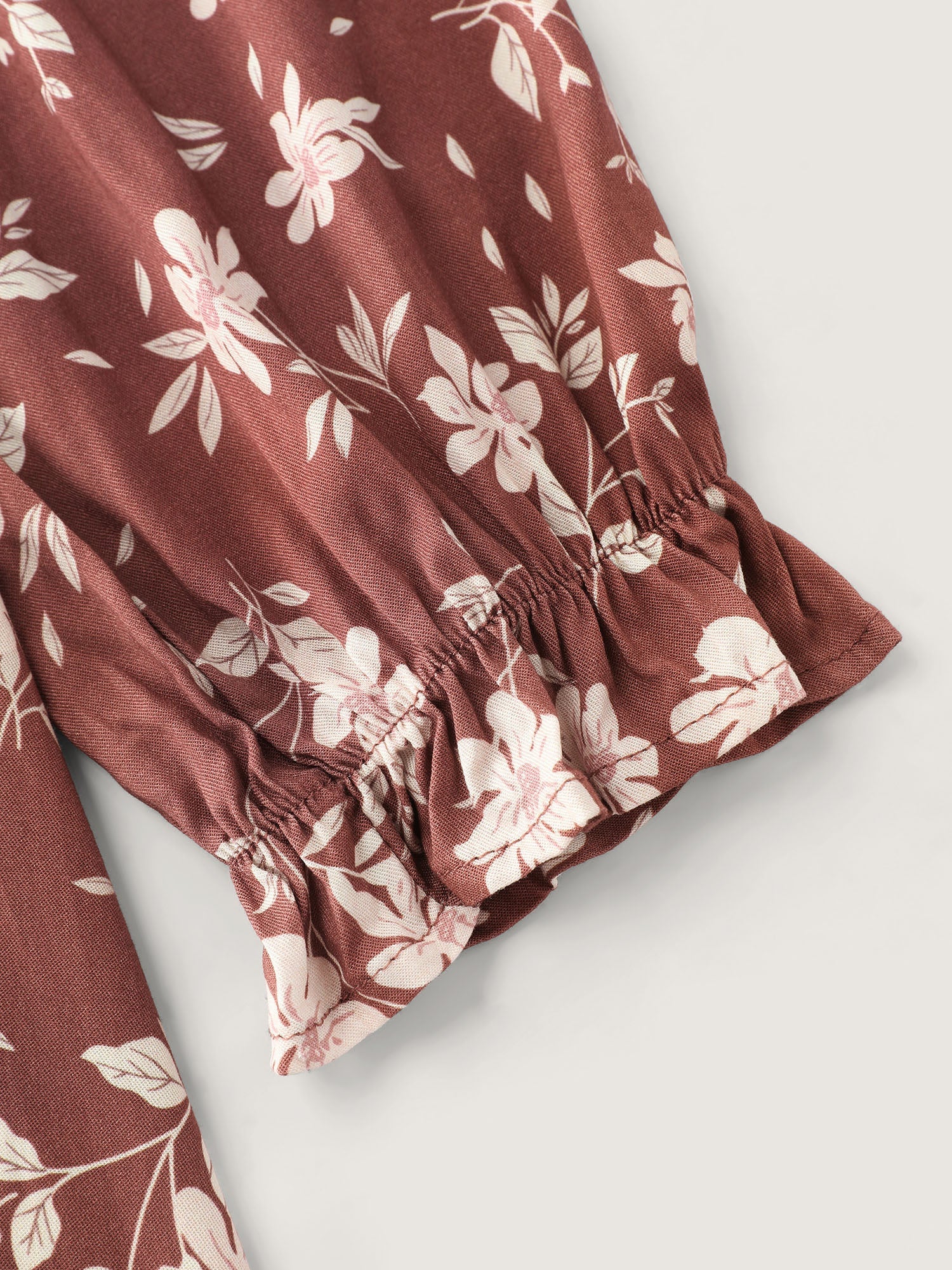 Floral Print Shirred Waist Rayon Midi Dress