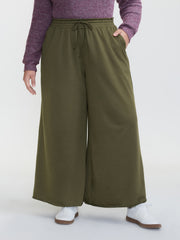 Shirred Waist-Tie Wide-Leg Pants