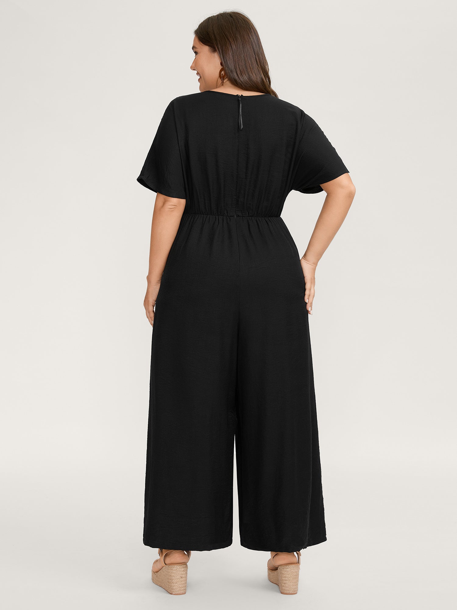 Floral Embroidery V-Neck Jumpsuit