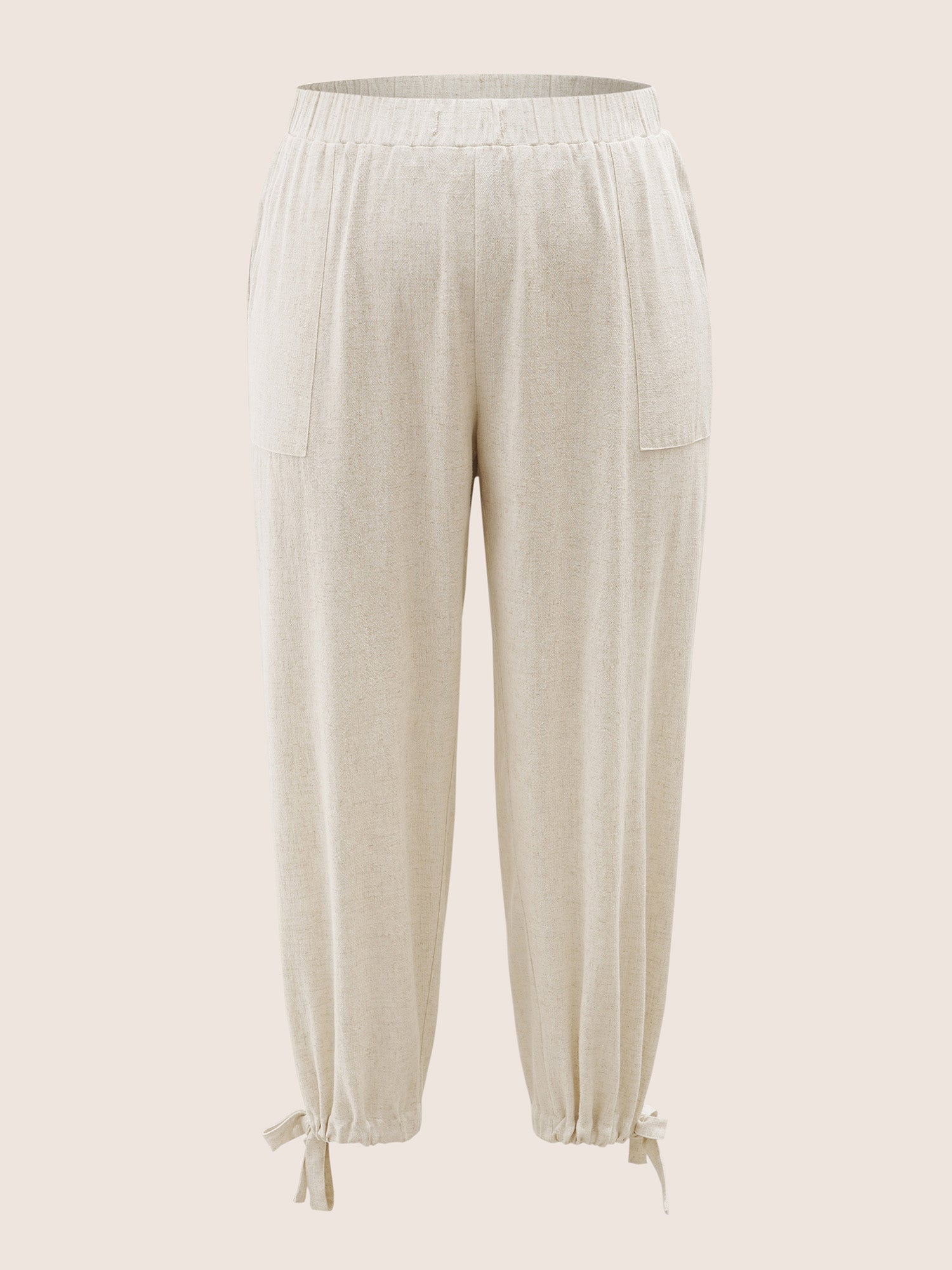 Solid Elastic Waist Ties Harem Pants