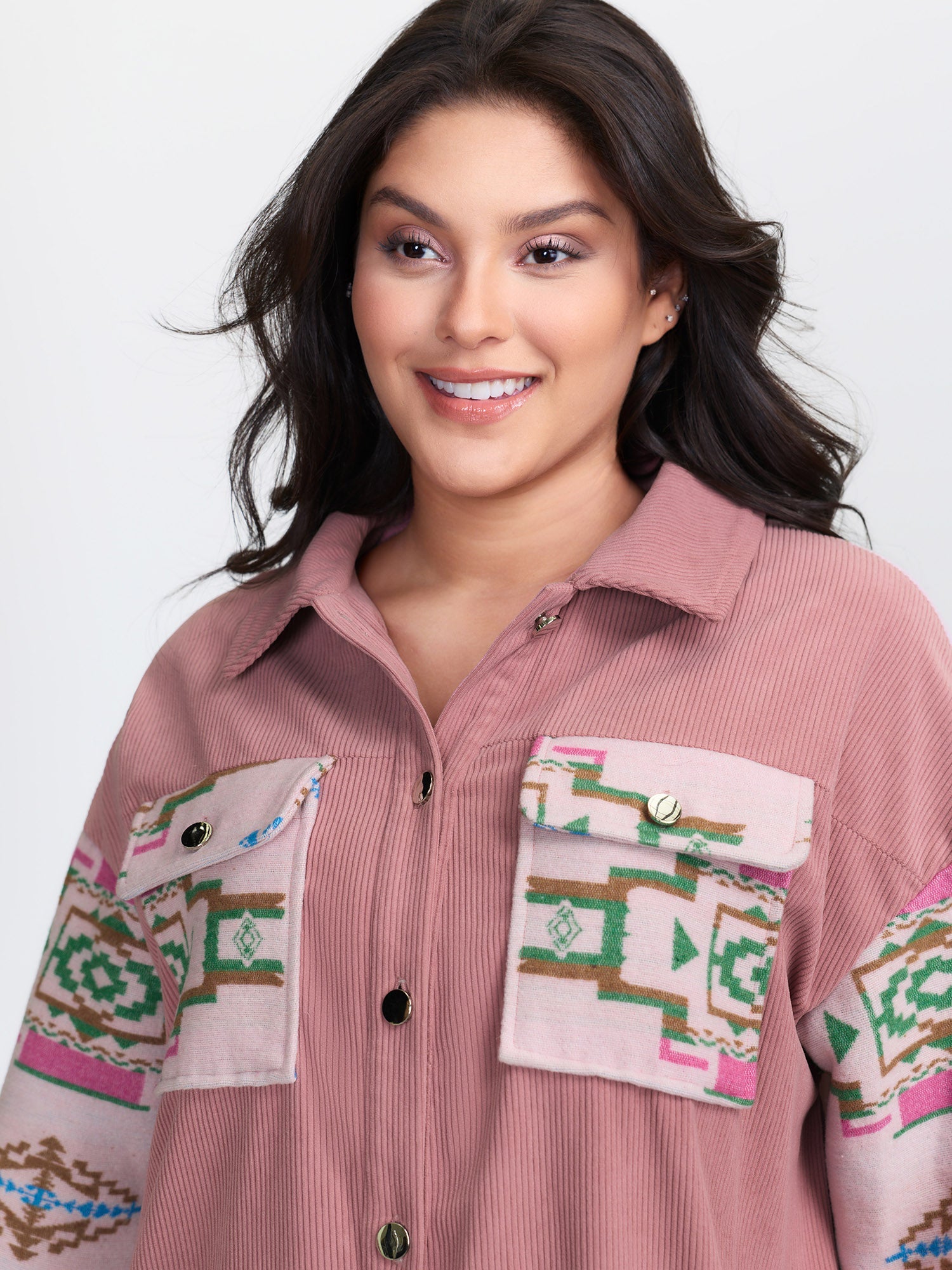 Abstract Print Color Contrast Button-Down Shirt