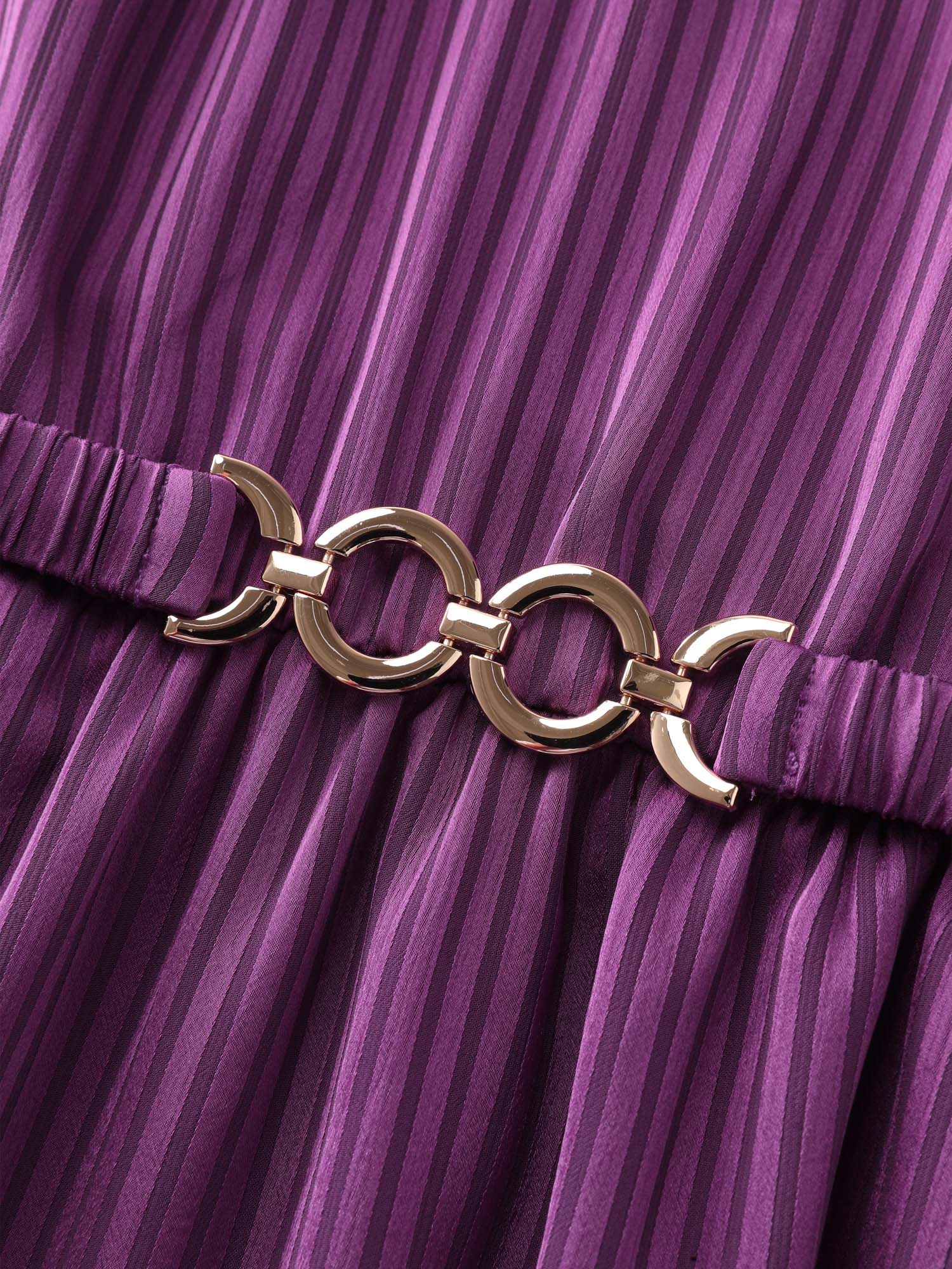 Shimmery Loop Belted Waist Midi Dress