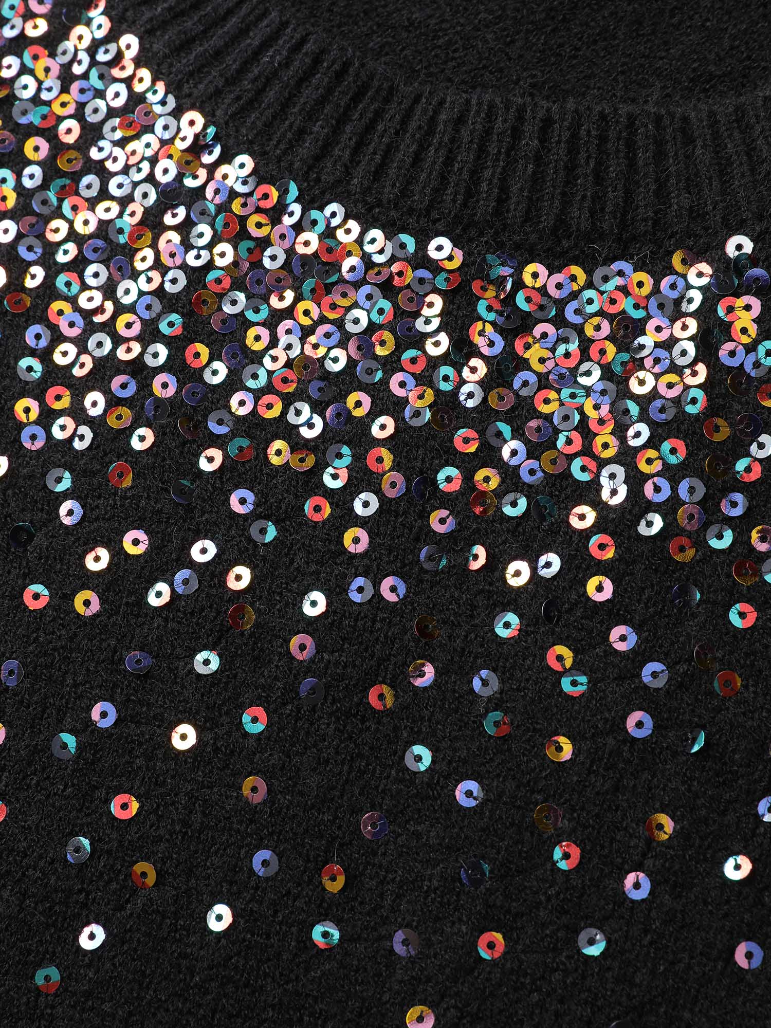 Sequin Embroidery Round Neck Pullover