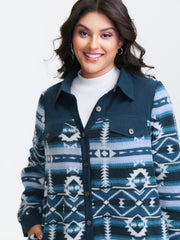 Geometric Print Button Jacket