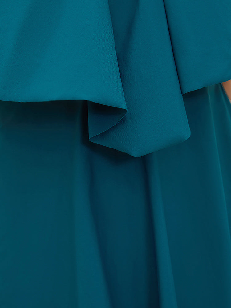 Halter Neck Buckle Ruffle Tiered One Piece Swimsuit