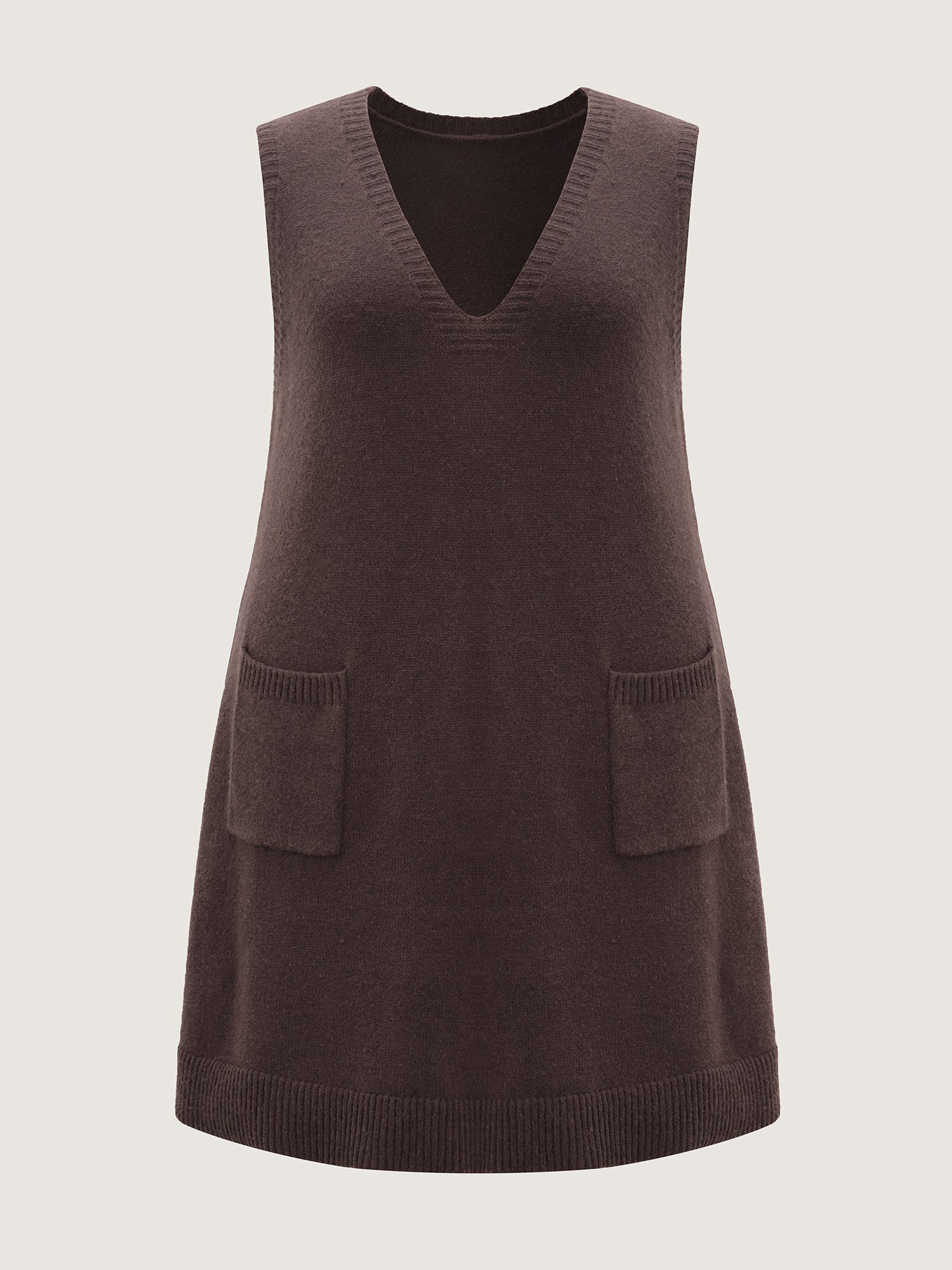 V-Neck A-Line Sleeveless Sweater Dress
