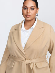 Textured Belted Plain Blazer