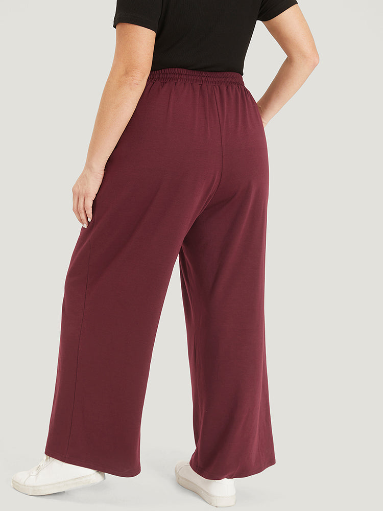 Solid Drawstring Pocket Loose Sweatpants