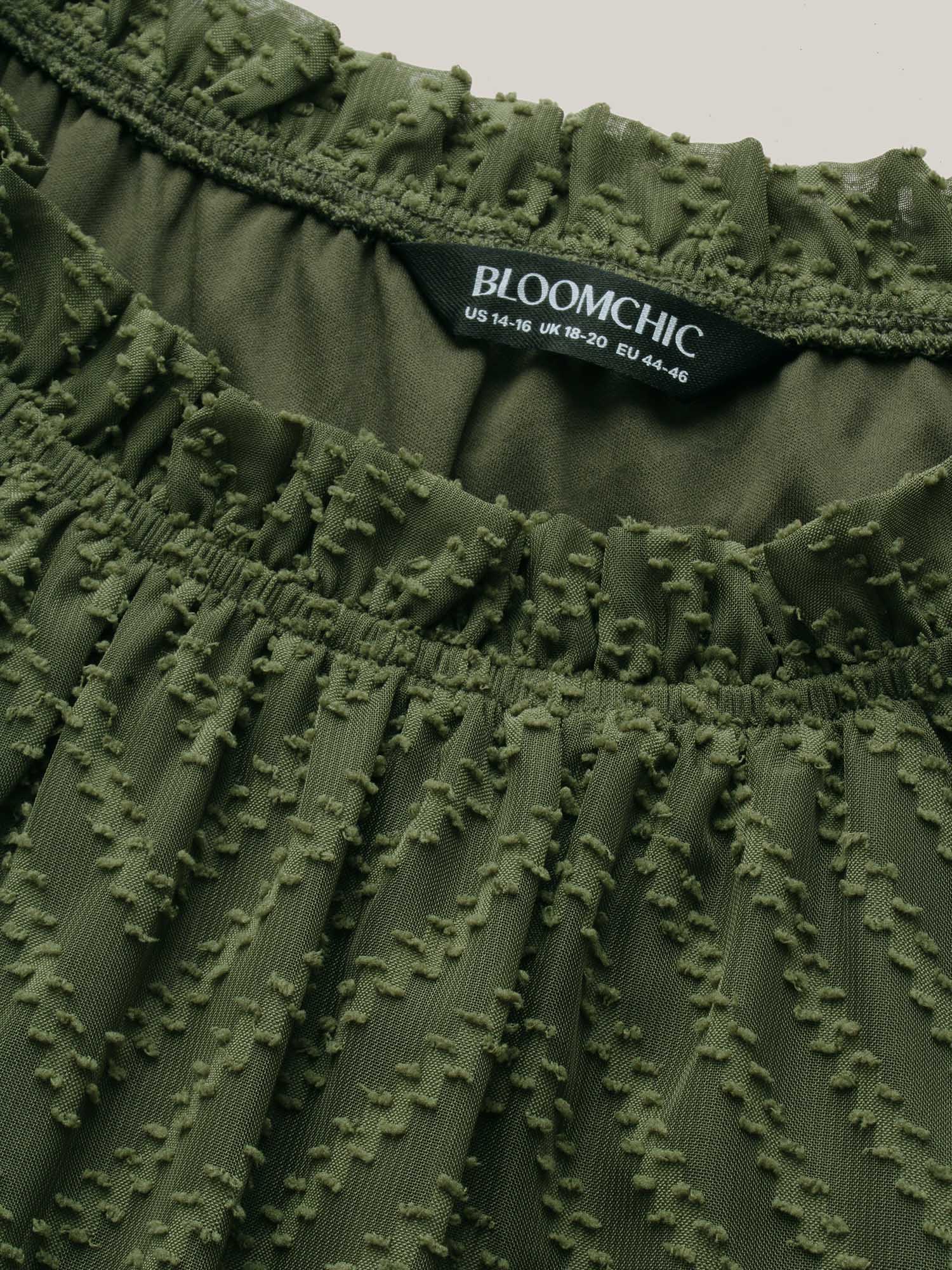 Plain Geometric Layered Sleeve Pocket Ruffle Mock Neck Dress