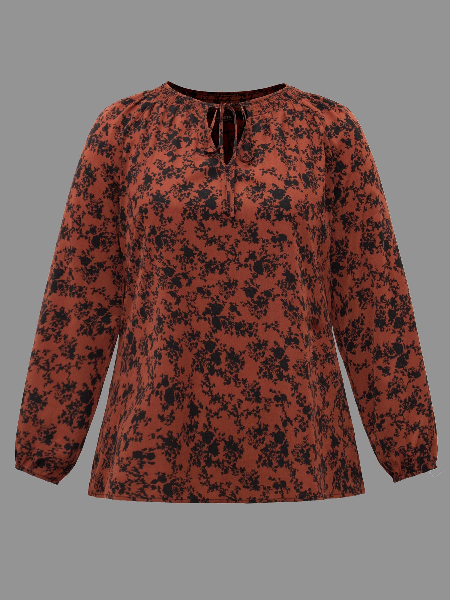 Silhouette Floral Print Shirred Gathered Blouse