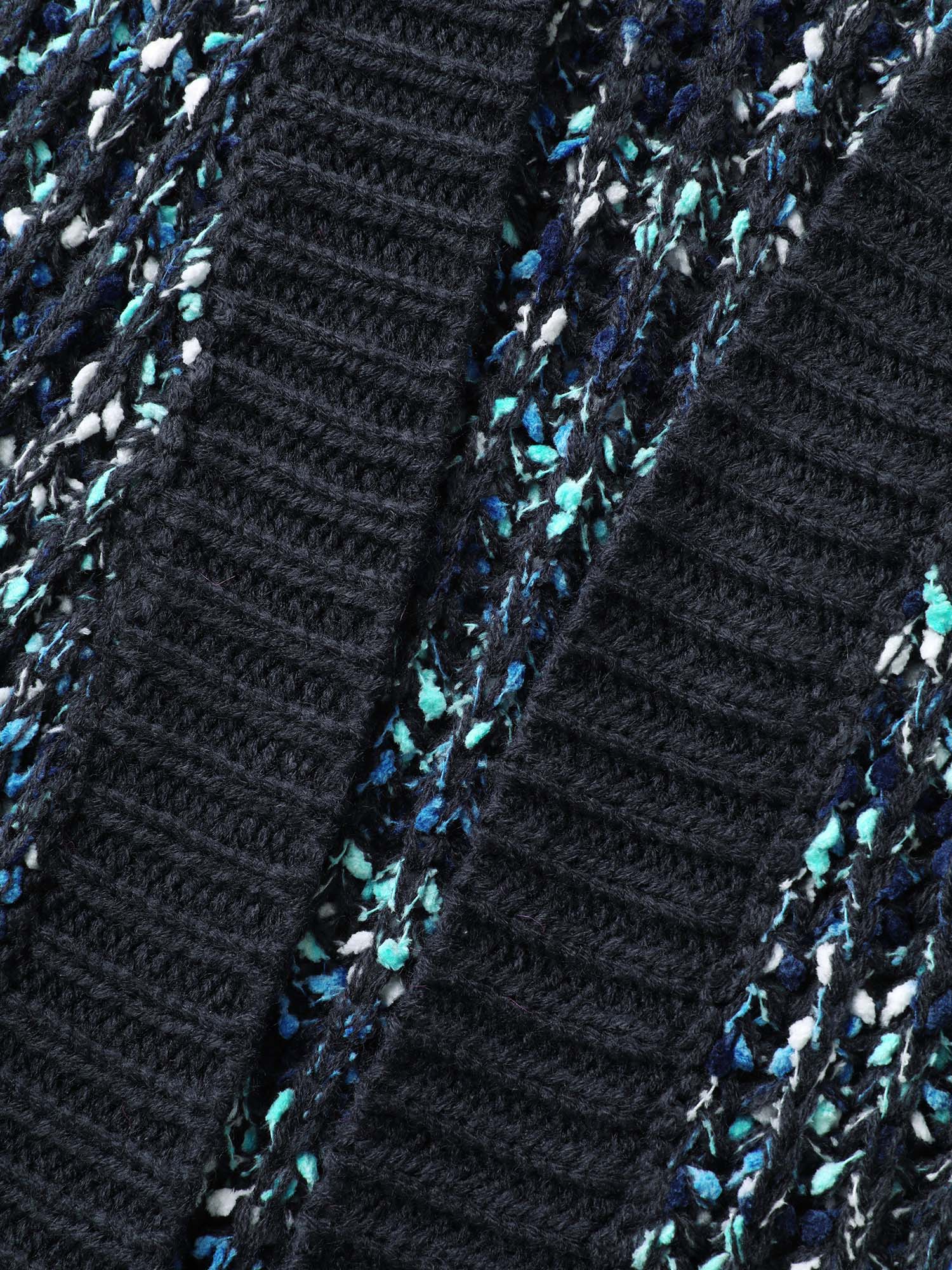 Abstract Textured Cuvy Hem Knit Cardigan