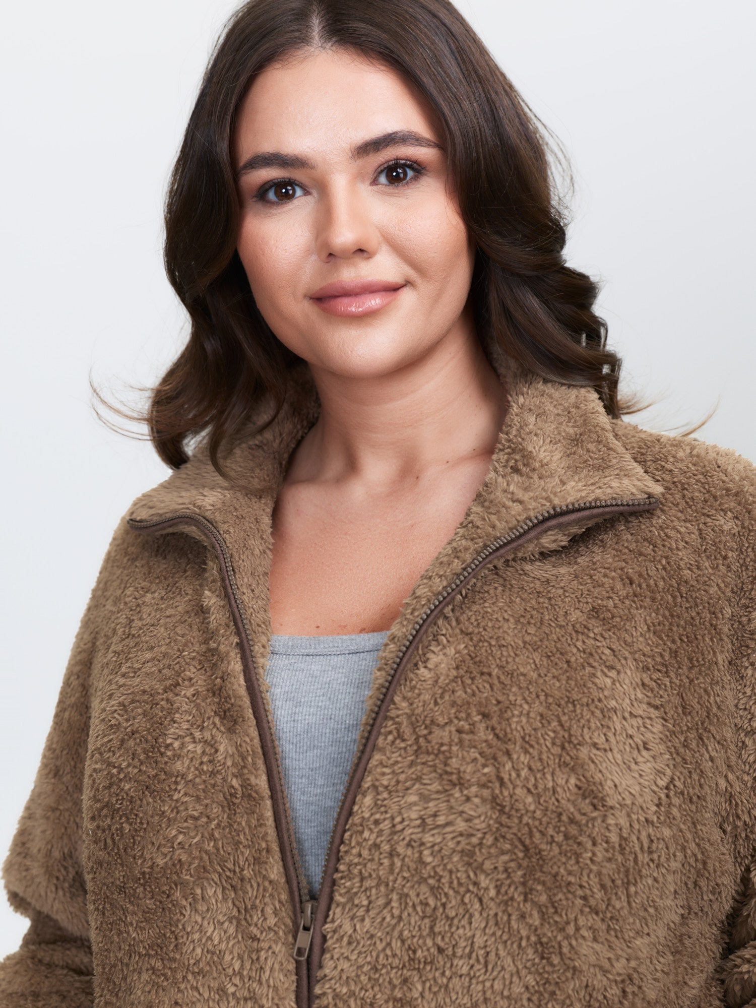 Furry Textured Color Contrast Pockets Jacket