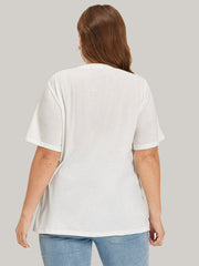 Cactus & Letter Print Crew Neck T-shirt