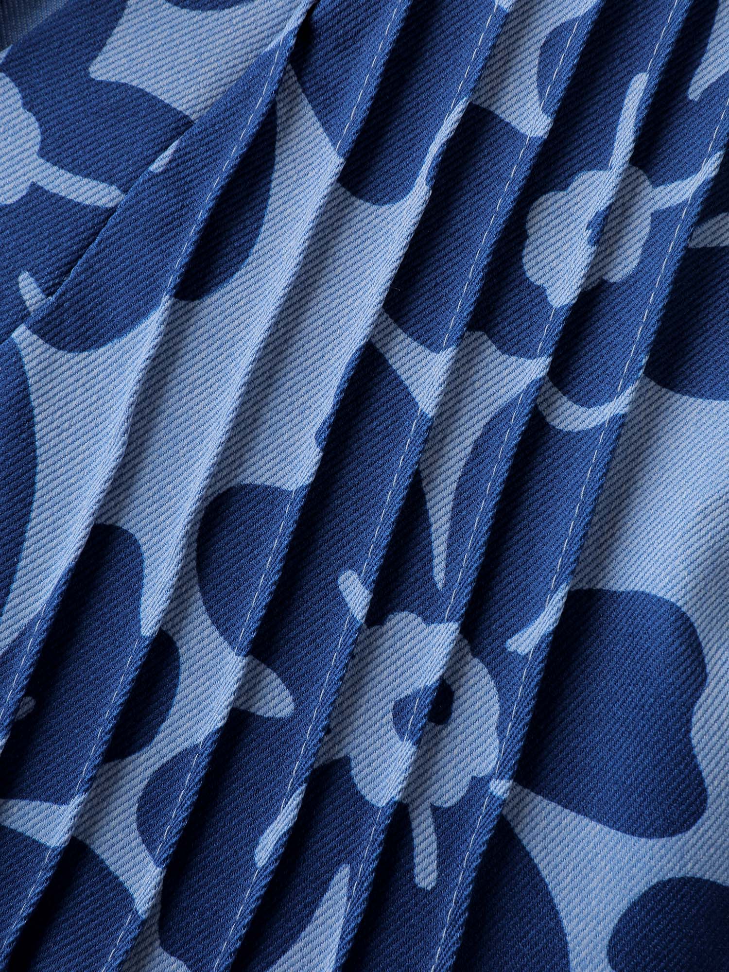 Floral Denim-Like Knee-Length Dress