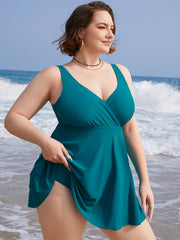 Adjustable Straps Ruffles Wrap Split Swim Dress