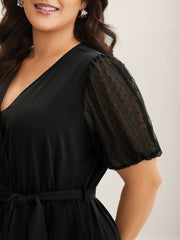 Sheer Stretchy Waist Belted Solid Jumpsuit