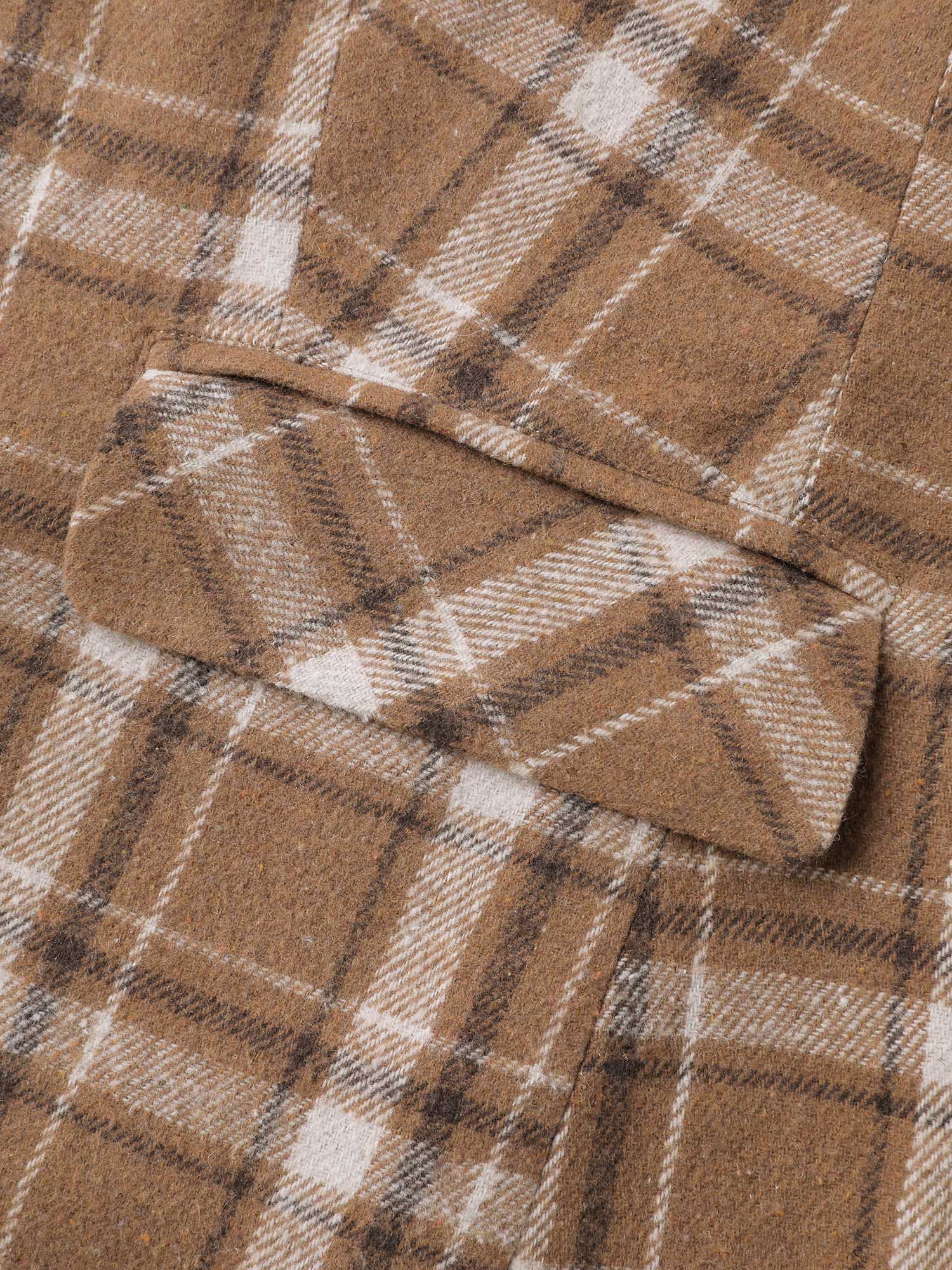 Plaid Pattern Button-Front Blazer