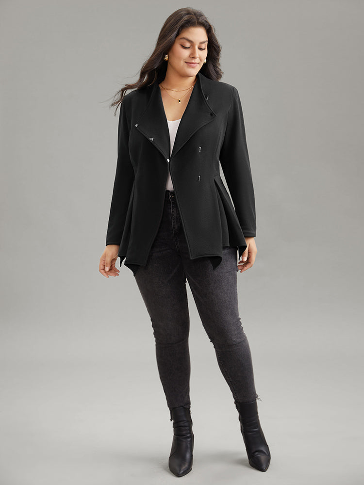 Plain Asymmetrical Neck Button Up Blazer