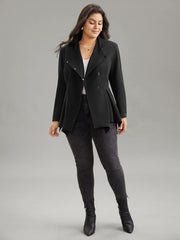 Plain Asymmetrical Neck Button Up Blazer