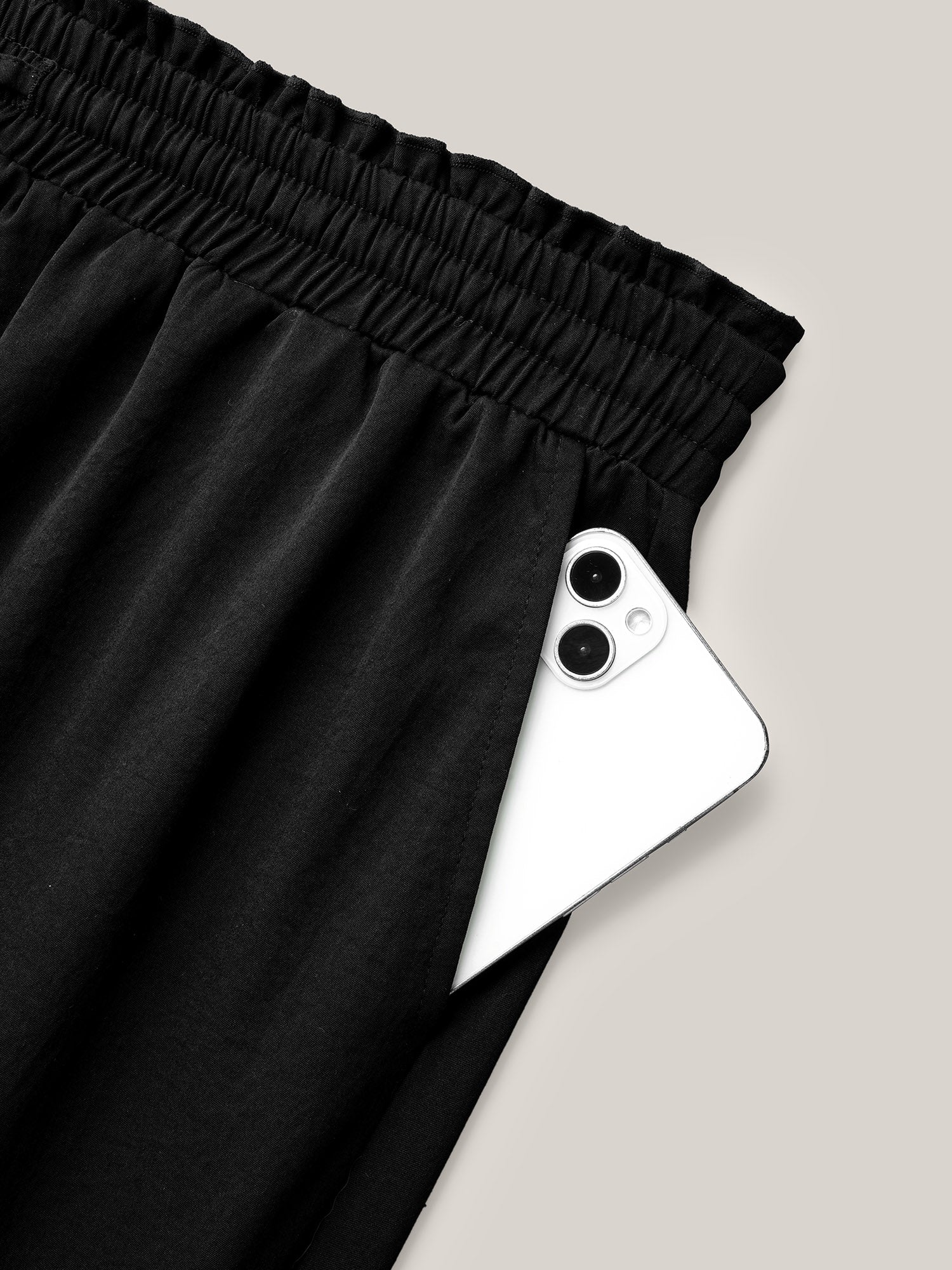 Ruffled Waist Drawstring Tapered Pants