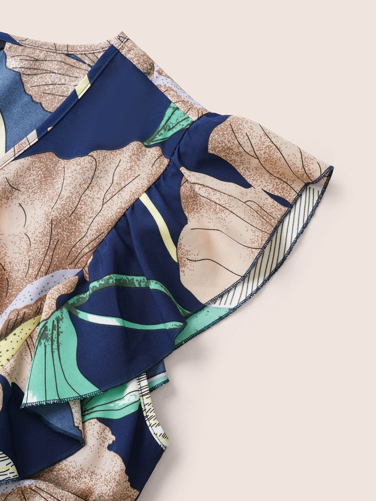 Floral Print Flutter Sleeve Belted Midi Dress