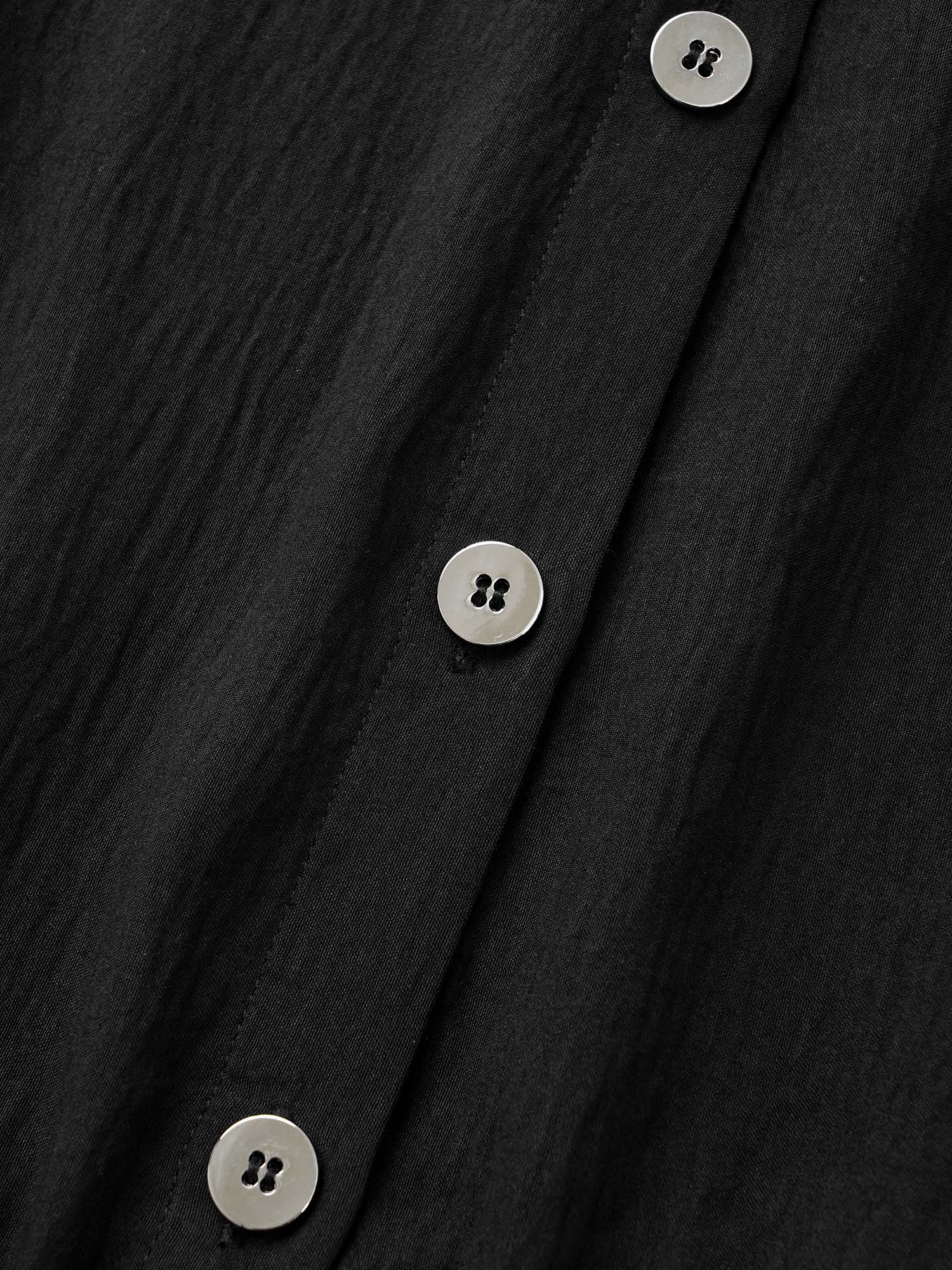 Shirt Collar Button Detail Split Front Dress