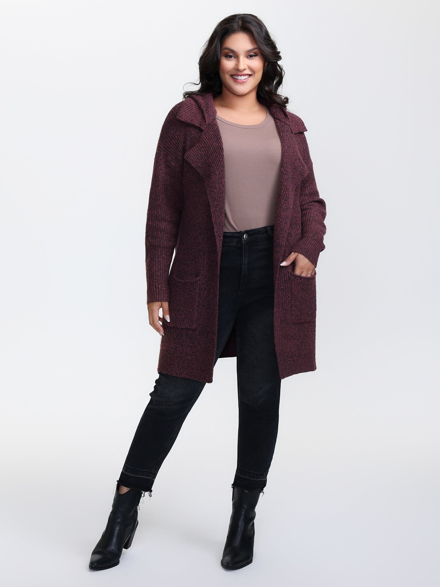 Heather Hooded Pockets Knit Cardigan