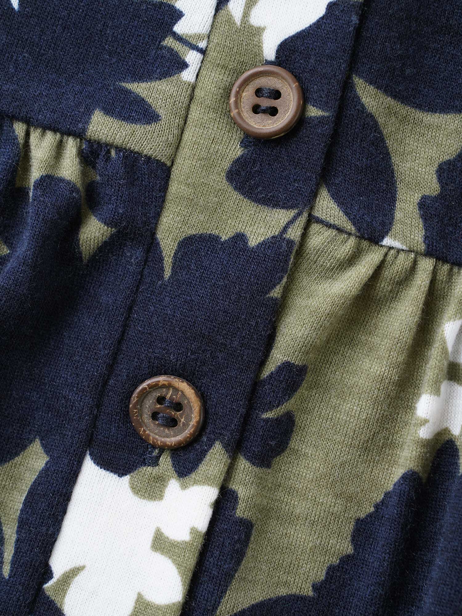 Silhouette Flower Button Placket Jersey Top