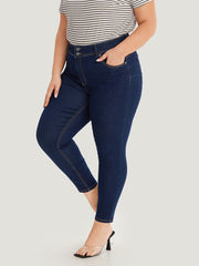 Plain Stitch Patched Pocket Jeans