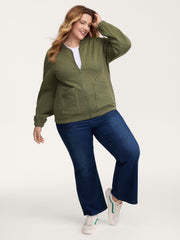 Floral Textured Zipper Front Jacket