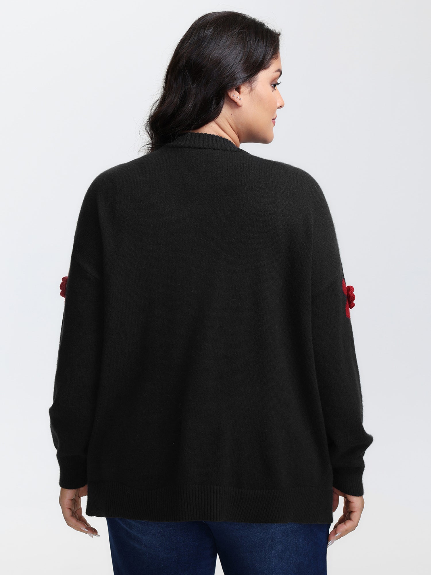 3D Floral Pattern Pockets Knit Cardigan