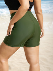 Plain Elastic Waist Swim Shorts