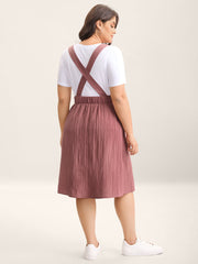 Overall Straps Textured Midi Dress