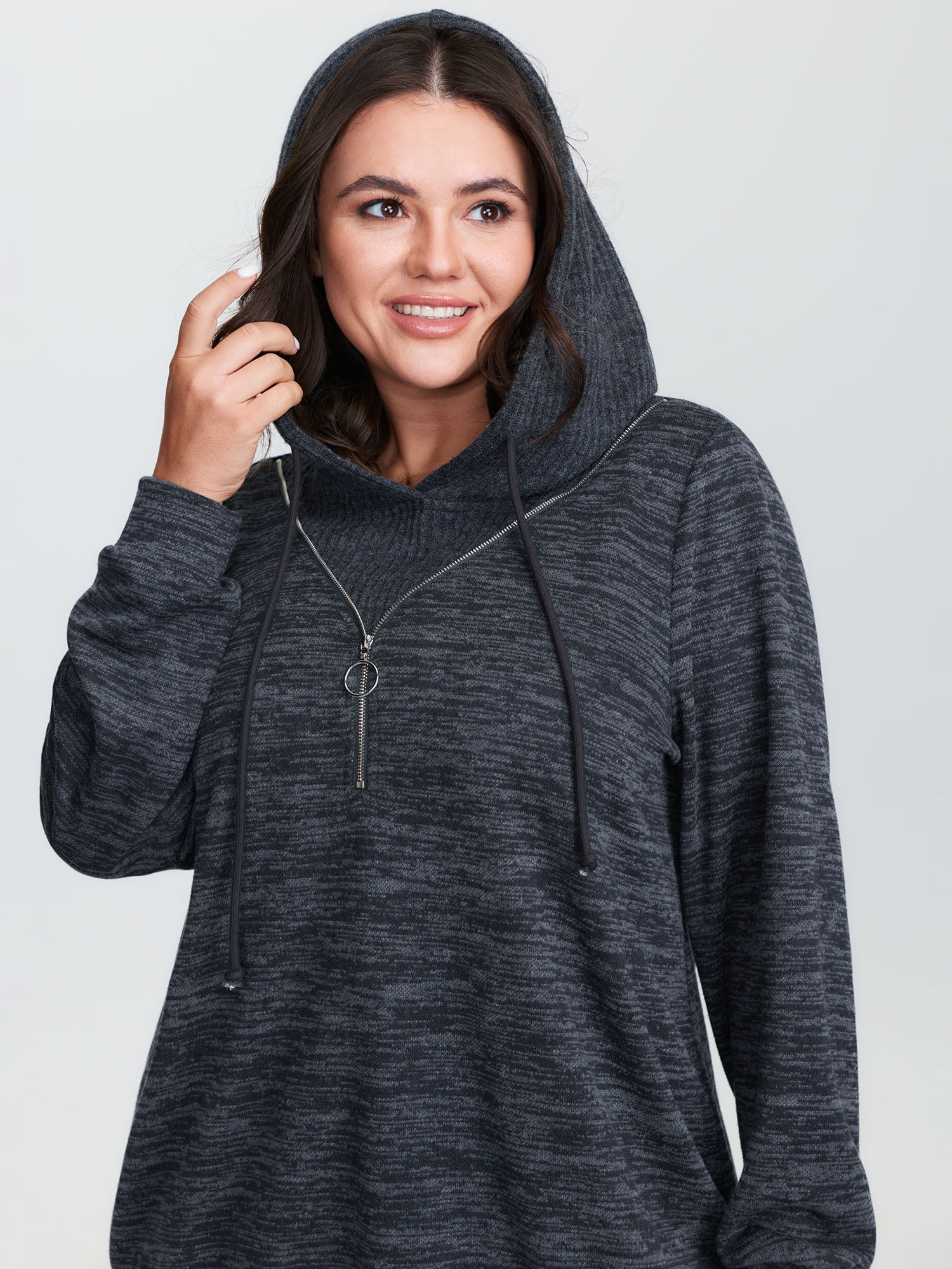 2-in-1 Heather Half-Zipper Hoodie