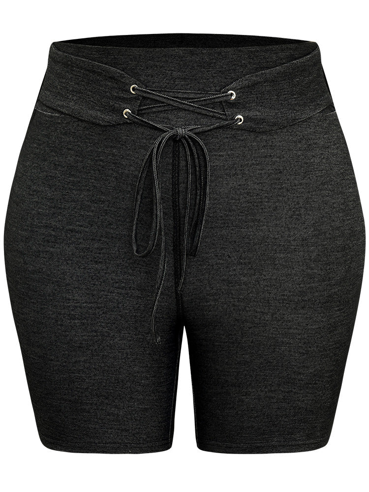 Solid High Rise Ties Very Stretchy Leggings