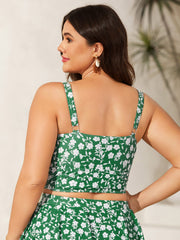 Ruffled Ditsy Floral Print Swim Top